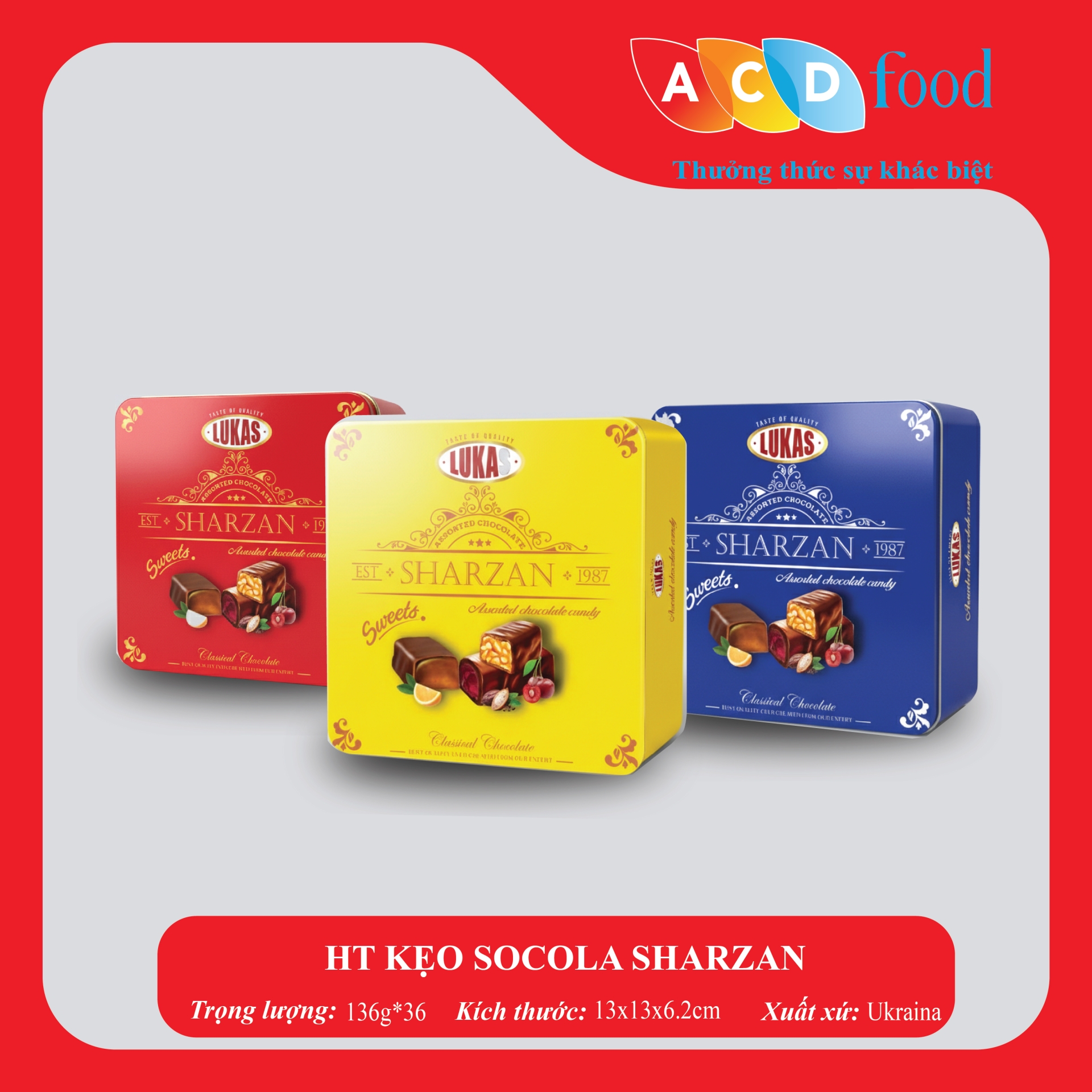 HỘP THIẾC KẸO SOCOLA SHARZAN